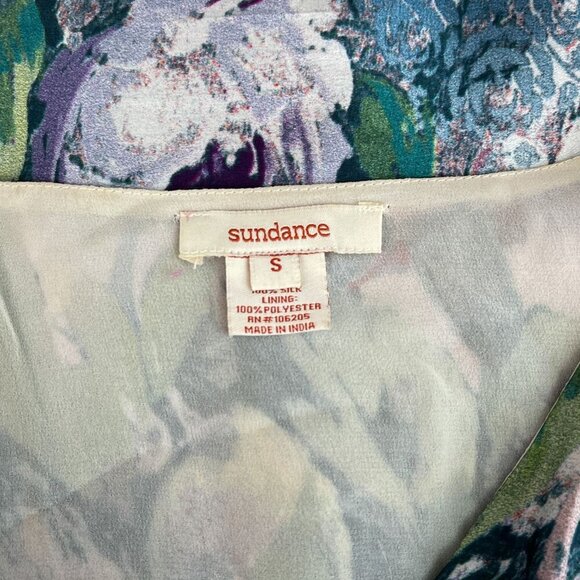 Sundance Samantha Silk Long Sleeve Boho Floral Pleated V-Neck Empire Top Women S - Picture 5 of 12
